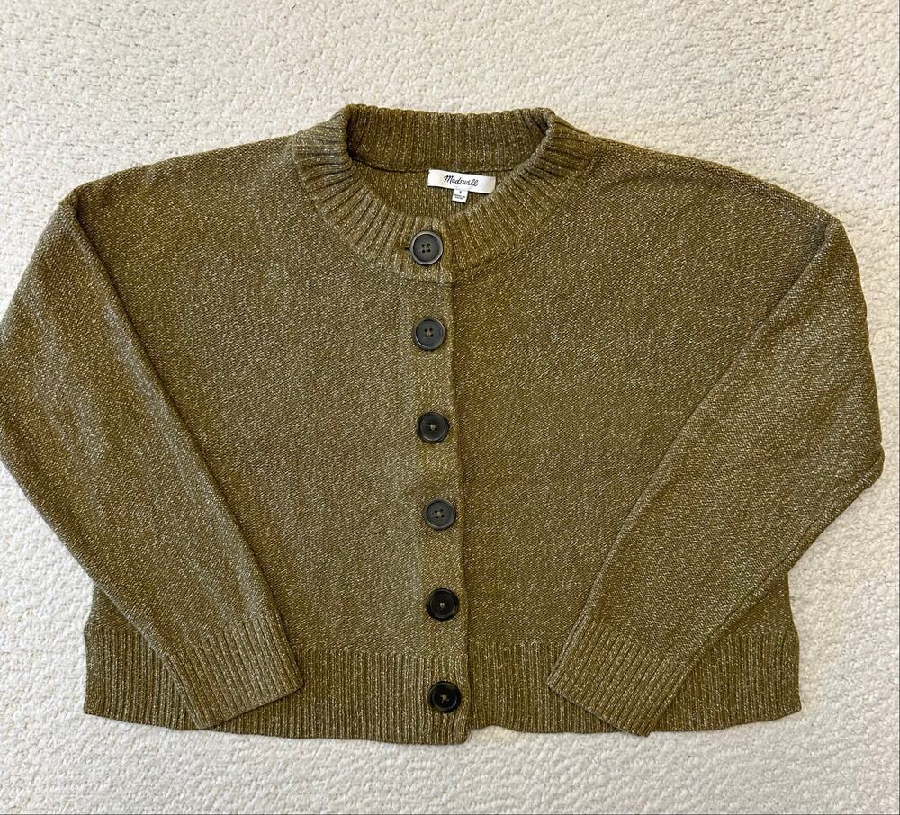Madewell Womens Button Up Cropped Sweater Small